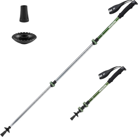 Naturehike Collapsible Trekking Poles, Adjustable Lightweight Aluminum Hiking Poles, Shock Absorption with Wrist Straps for Hiking and Daily Use, Yelllow/Green (Set of 2)