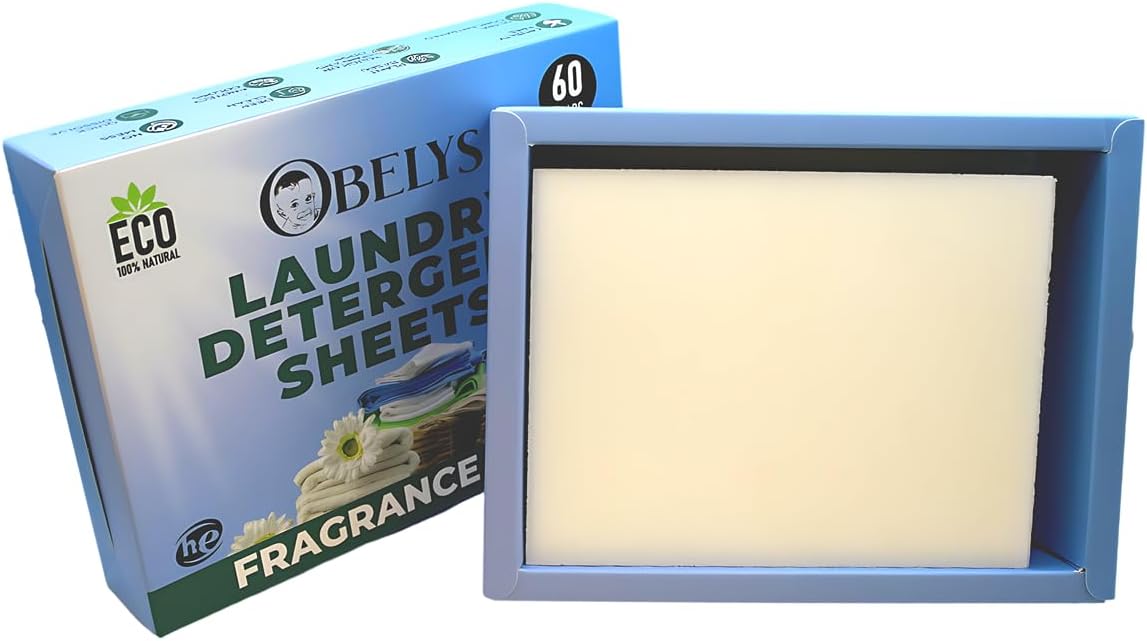 Laundry Detergent Sheets - Pre-Cut Fragrance Free Sheets for Freshness - 100% Natural Plant-Based Formula - Eco Friendly, Lightweight, Travel Ready - Up to 60 Loads in Compact Packaging