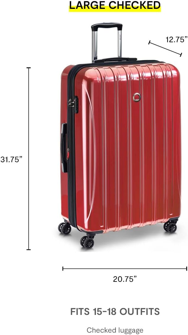 DELSEY PARIS Helium Aero Hardside Expandable Luggage with Spinner Wheels, Titanium, Checked-Large 28 Inch