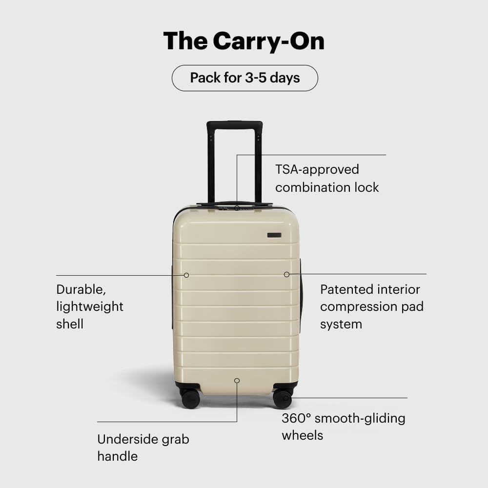 Away Carry-On Luggage, Lightweight Hardside Suitcase with Spinner Wheels, 22 Inch Airline Approved, TSA Lock, Salt White