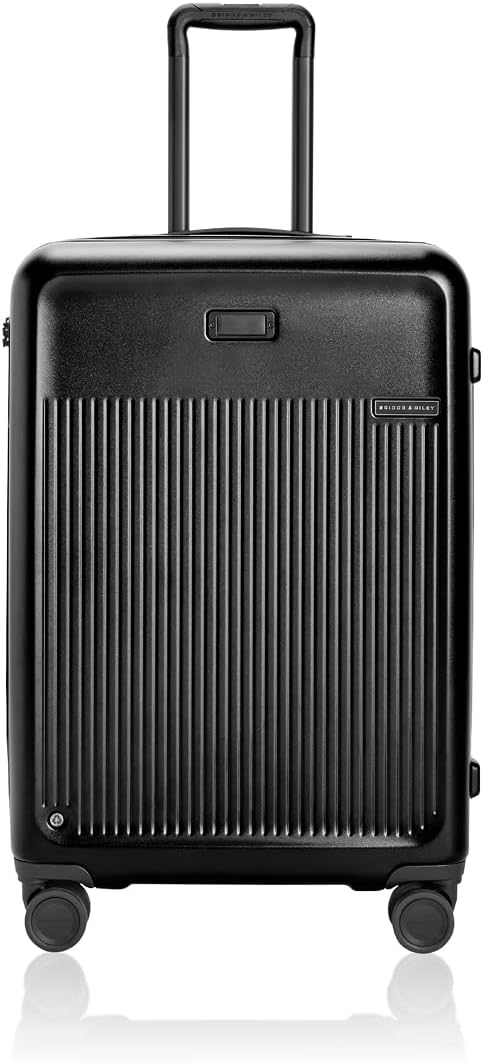 Briggs & Riley 27" Medium Expandable Spinner - Checked Luggage for Travel, Suitcases with Wheels, Hardside Rolling Bag for Men & Women, Self-Repairing Zipper - Sympatico Collection, Black