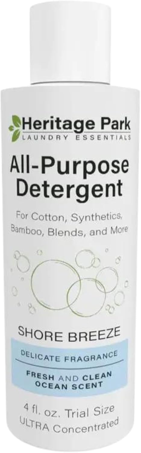 Heritage Park Luxury Laundry Detergent | Dermatologist Tested Plant based Natural & Enzyme Laundry Detergent | Sensitive Skin Friendly - Shore Breeze ((4 fl oz Trial Size)