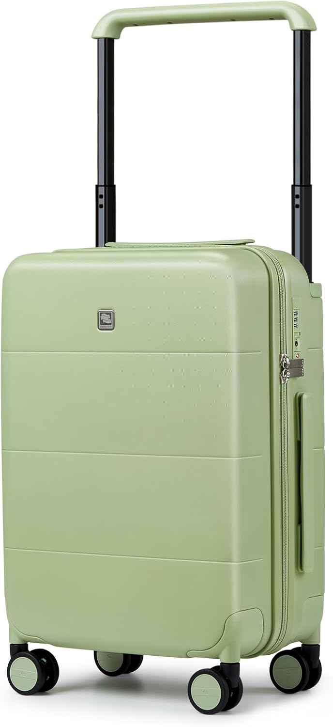 Hanke Carry On Luggage 22x14x9 Airline Approved Spinner Wheels TSA Luggage with Wide Handle Hard Shell Suitcases Lightweight Travel Luggage Women Men(Bamboo Green)