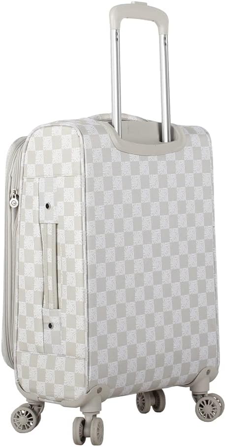 Steve Madden Designer Luggage Collection - Lightweight Softside Expandable Suitcase for Men & Women - Durable 20 Inch Carry On Bag with 4-Rolling Spinner Wheels (Chalet Light Grey, 20in)
