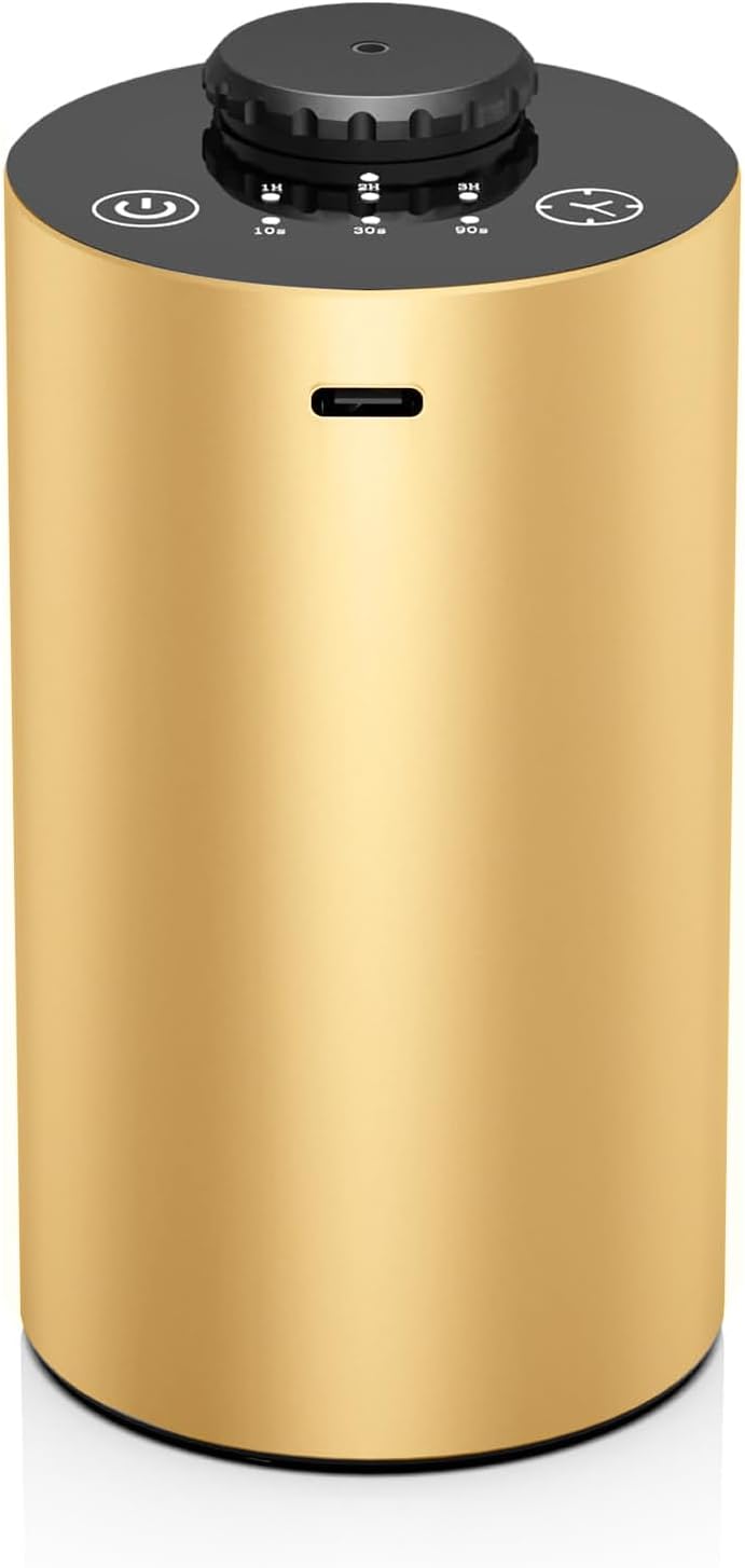 Waterless Essential Oil Diffuser for Home Battery Operated Cordless Scent Diffuser with Timing & 3 Mist Levels car Diffuser， Aluminum Alloy