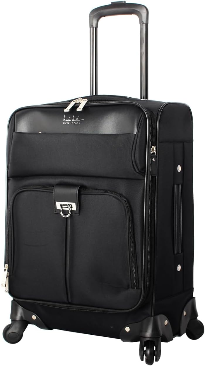 Nicole Miller Carry on Luggage Collection - Designer Lightweight Softside Expandable Suitcase- 20 Inch Carry On Bag with 4-Rolling Spinner Wheels