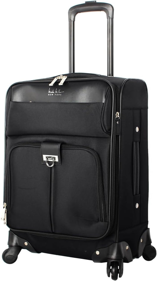 Nicole Miller Carry on Luggage Collection - Designer Lightweight Softside Expandable Suitcase- 20 Inch Carry On Bag with 4-Rolling Spinner Wheels