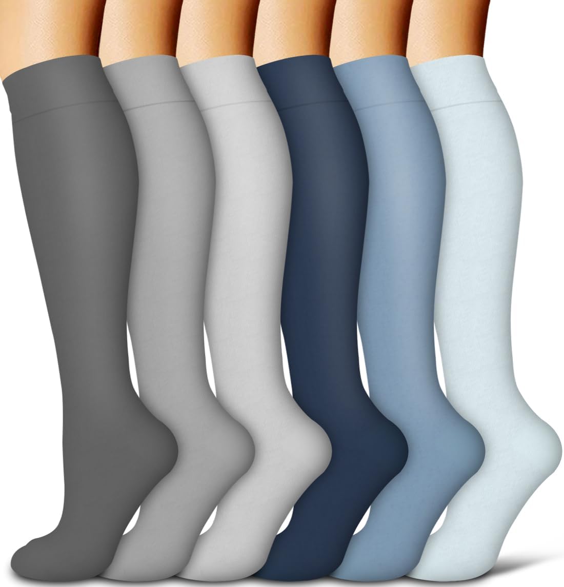 Copper Compression Socks for Women and Men(6 Pairs)-Best Support for Running, Athletic, Nursing, Travel