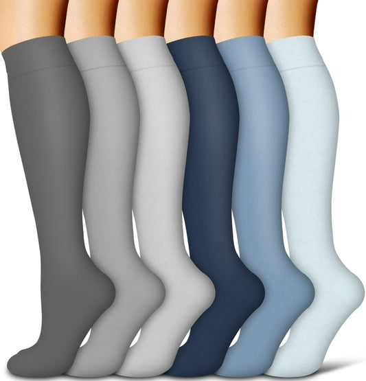 Copper Compression Socks for Women and Men(6 Pairs)-Best Support for Running, Athletic, Nursing, Travel