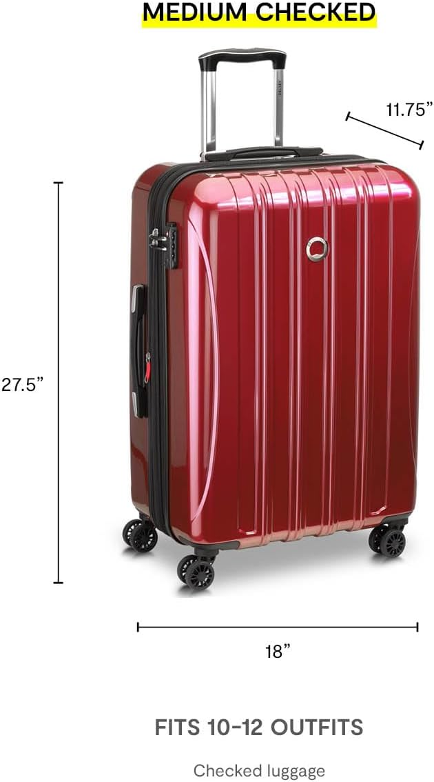 DELSEY PARIS Helium Aero Hardside Expandable Luggage with Spinner Wheels, Titanium, Checked-Medium 24 Inch