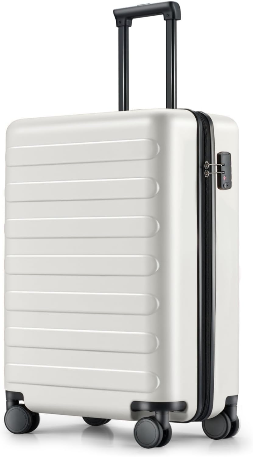 NINETYGO Carry On Luggage 22x14x9 Airline Approved, 20 Inch Luggage with Smooth Spinner Wheels, Lightweight, Hard Shell PC Suitcase Carry-On, Travel Luggage, TSA Approved (Lily White, Rhine Basic)