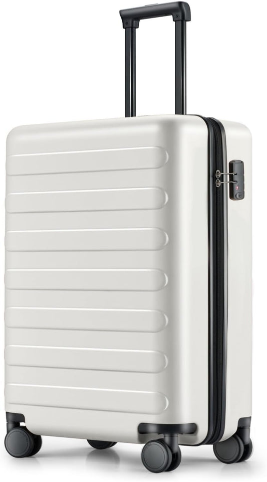 NINETYGO Carry On Luggage 22x14x9 Airline Approved, 20 Inch Luggage with Smooth Spinner Wheels, Lightweight, Hard Shell PC Suitcase Carry-On, Travel Luggage, TSA Approved (Lily White, Rhine Basic)