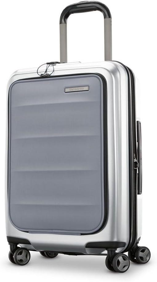 Samsonite Carry-On Pro Front Pocket Hardside Expandable 21-Inch Octiv Luggage: Durable & Impact Resistant, 360° Aero Trac Spinner Wheels, Adjustable Telescopic Handle, TSA Approved Lock - Silver