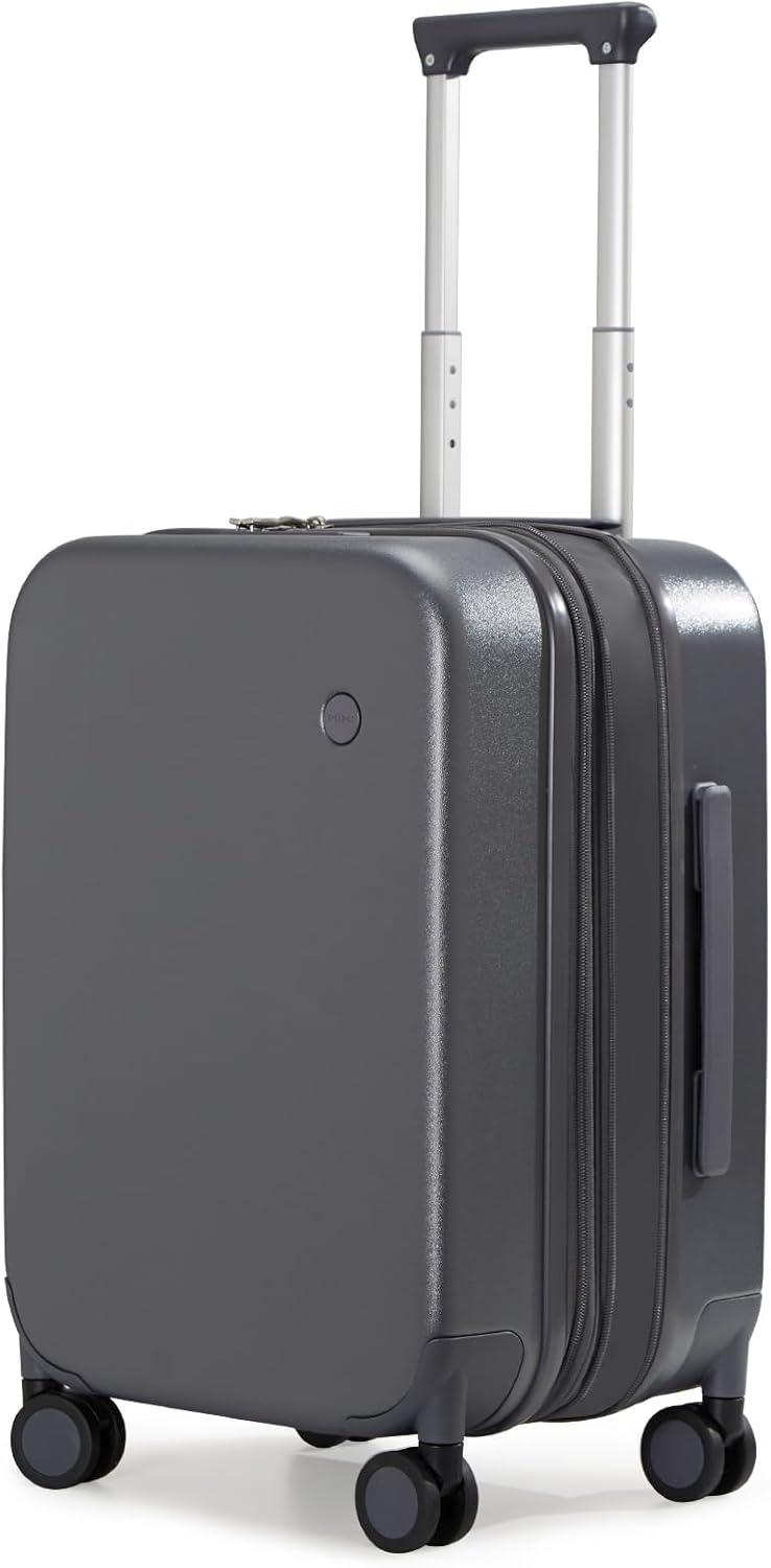 mixi 20 Inch Large Expandable Carry on Luggage Suitcase with Spinner Wheels, Hardside Rolling Travel Suitcase PC with TSA Lock, Rock Gray