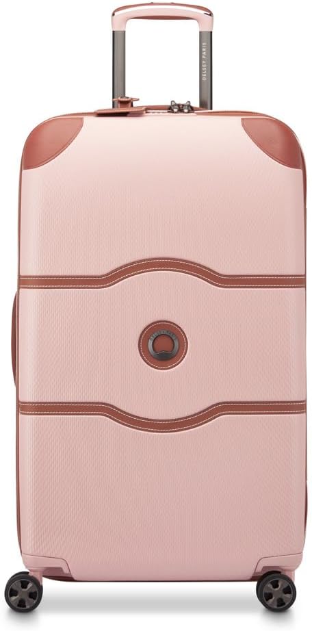 DELSEY PARIS Chatelet Air 2.0 Hardside Luggage Trunk with Spinner Wheels, Blush Pink, Checked-26 Inch Trunk