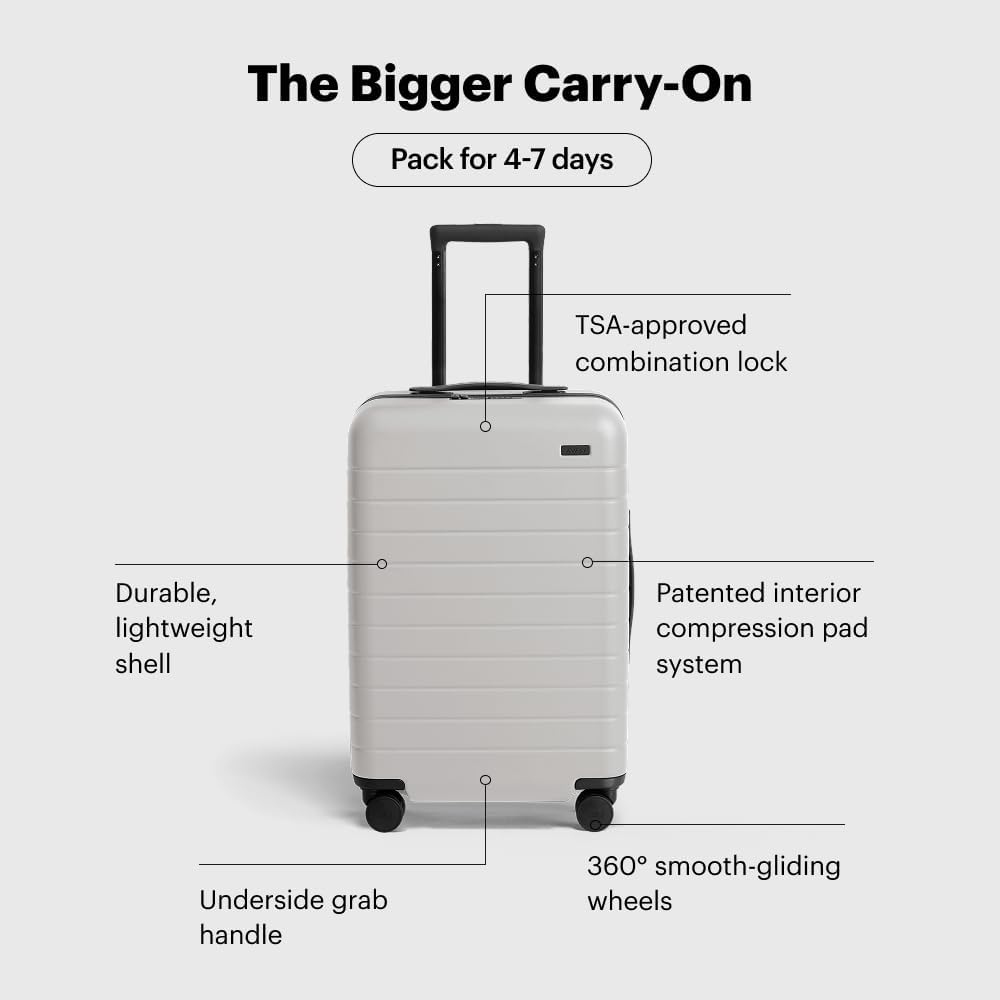 Away Bigger Carry-On Luggage, Lightweight Hardside Large Suitcase with Spinner Wheels, TSA Lock, Airline Approved, Cloud Gray
