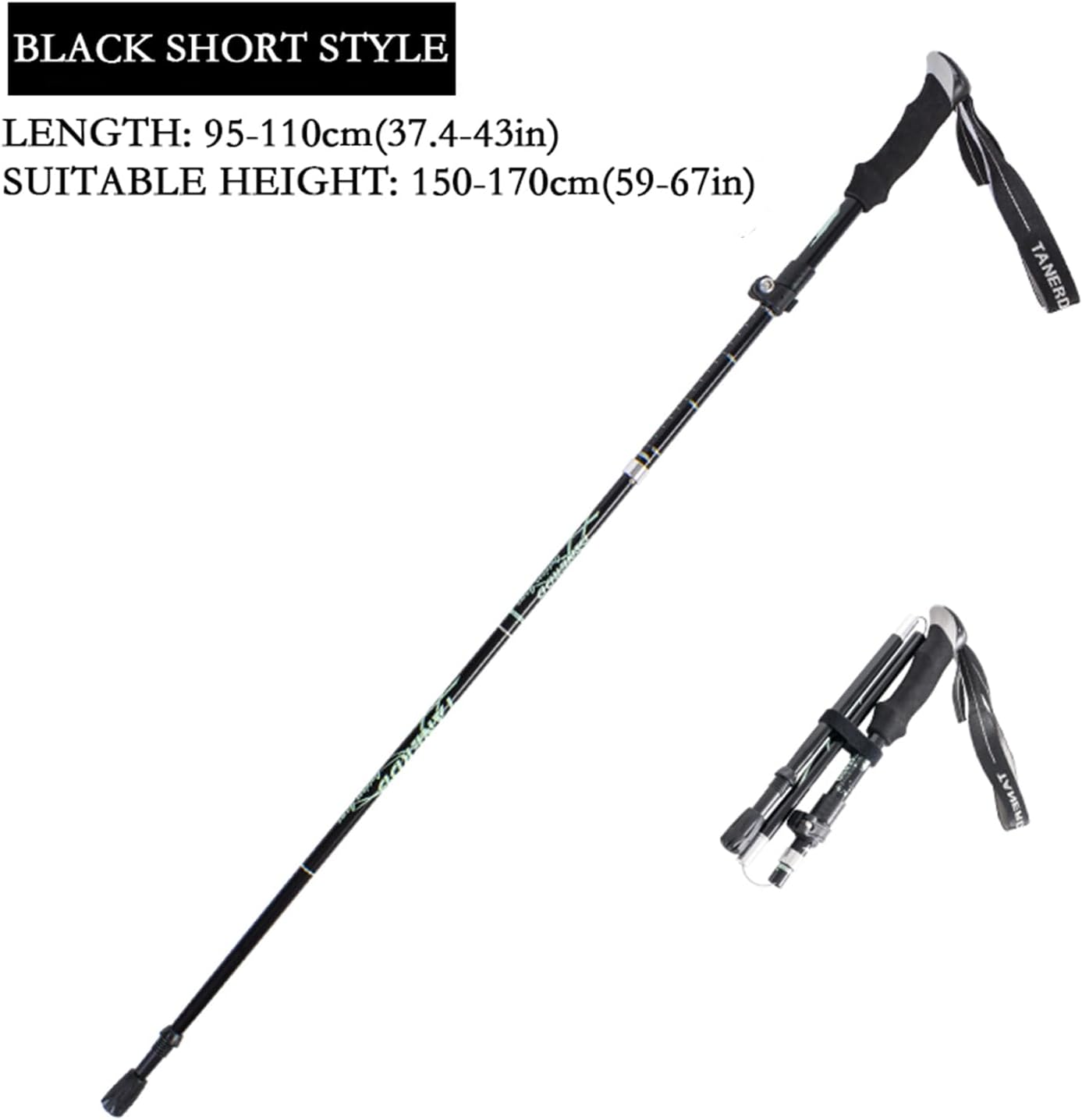 Single Trekking Pole | 7075 Aluminum Anti-Shock, Ultralight, Adjustable & Collapsible Hiking Stick