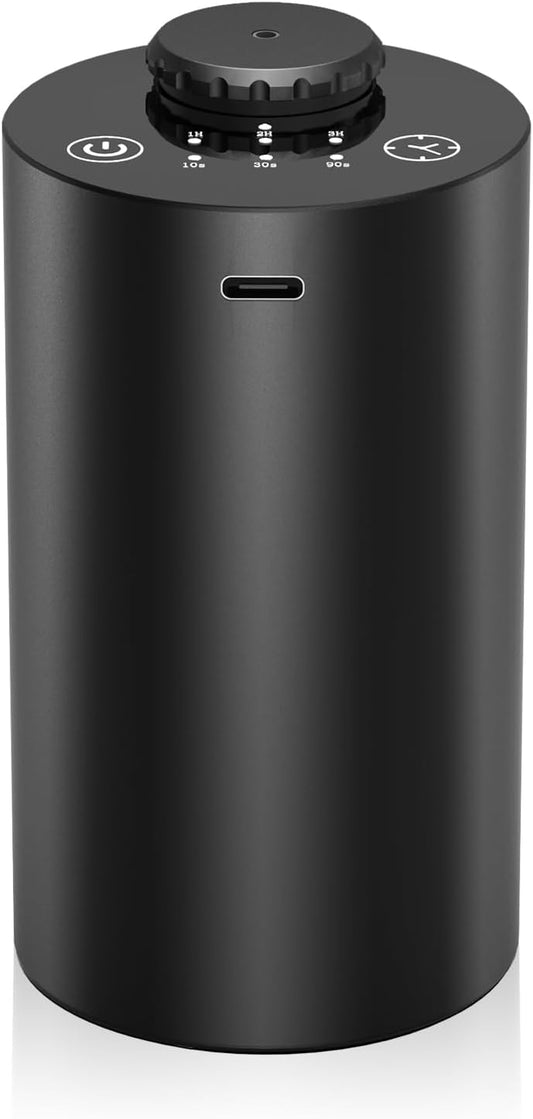 Waterless Essential Oil Diffuser for Home Battery Operated Cordless Scent Diffuser with Timing & 3 Mist Levels car Diffuser，Black Aluminum Alloy