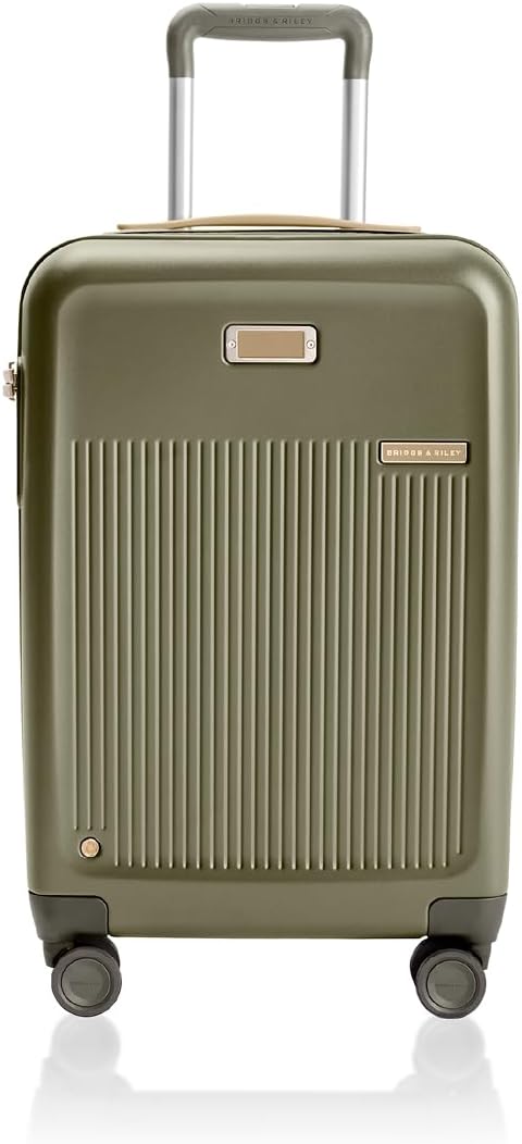 Briggs & Riley Essential 22" Carry On Expandable Spinner - Luggage for Travel, Suitcases with Wheels, Hardside Rolling Bag for Men & Women, Self-Repairing Zipper - Sympatico Collection, Olive