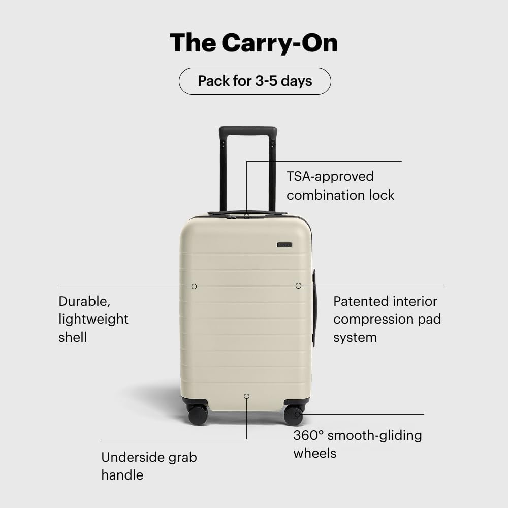 Away Carry-On Luggage, Lightweight Hardside Suitcase with Spinner Wheels, 22 Inch Airline Approved, TSA Lock, Salt White Matte