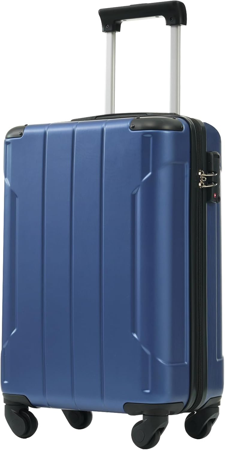 20in Carry On Luggage Hardshell Suitcase with Spinner Wheels Lightweight Lugagge Design Waterproof Durable for Travel (Blue)