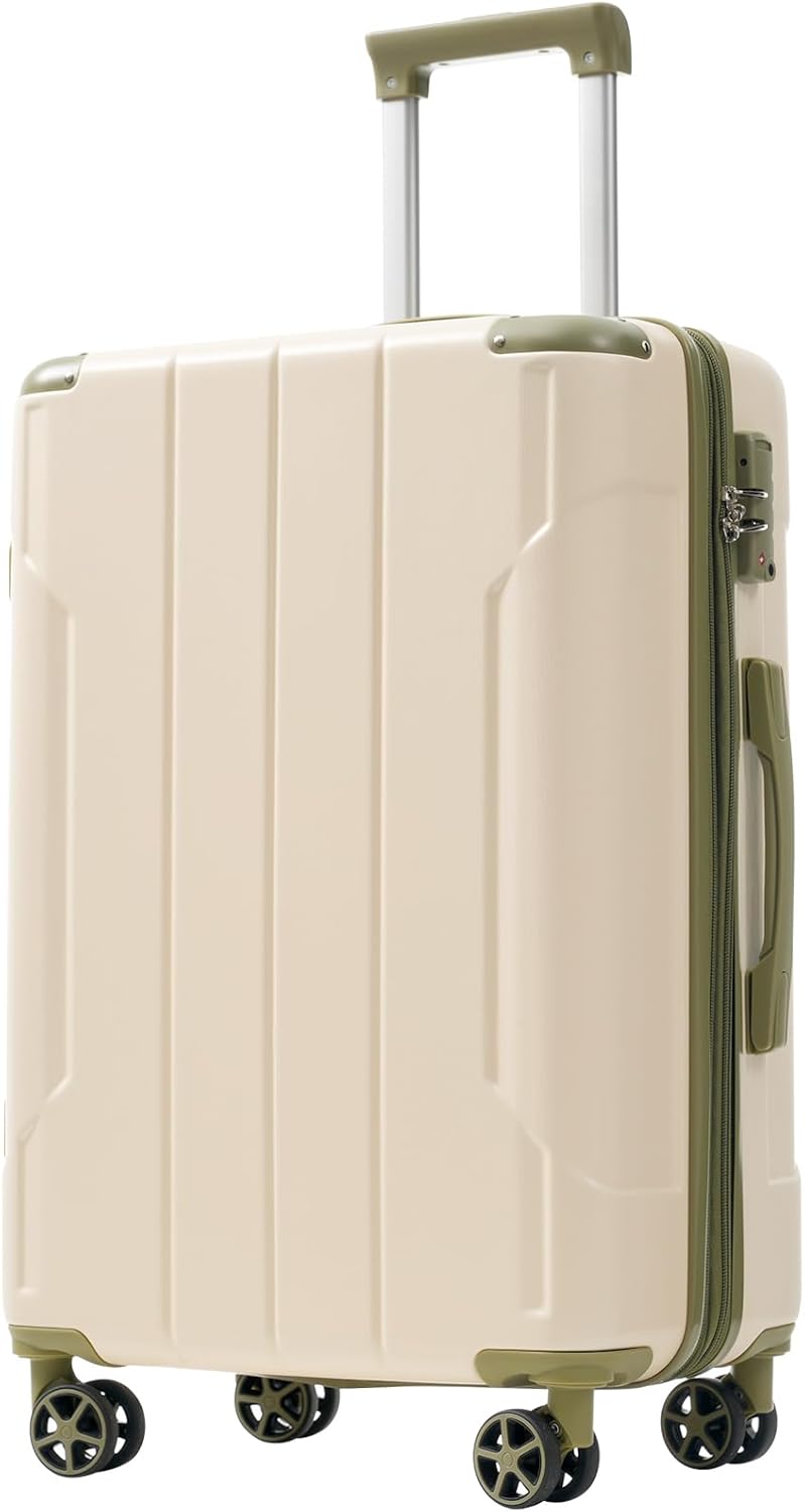 Merax 24 Inch Expandable Checked Luggage, Hardshell ABS Medium Suitcase with Spinner Wheels, TSA Lock, Lightweight Travel Suitcase for Long Trips and Vacations