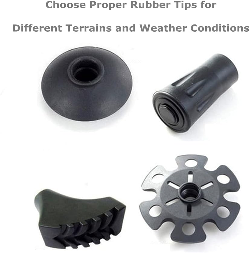 Walking Stick Tips Rubber 4pcs Trekking Pole Tips Replacement- Rubber Feet for Hiking Poles, Walking Sticks, Trekking Poles | Rubber Tip for Walking Sticks Hiking Trekking Poles Boot Tips Rubber Feet