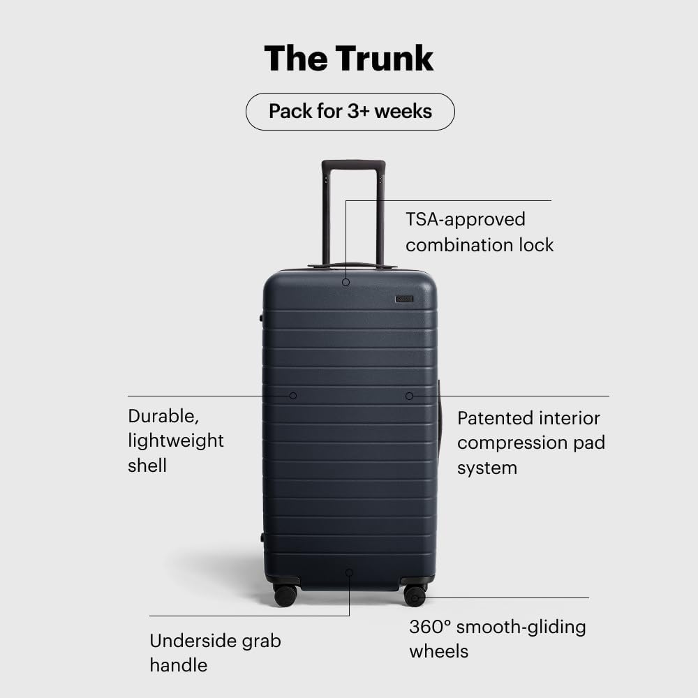 Away Large Trunk Luggage, 31 Inch Hardside Suitcase with Spinner Wheels, Lightweight & Durable, TSA Lock, Ideal for Long Trips, Navy Blue