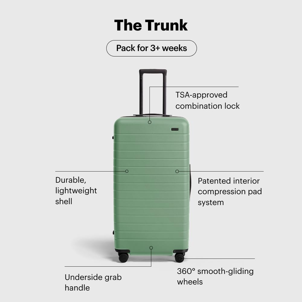 Away Large Trunk Luggage, 31 Inch Hardside Suitcase with Spinner Wheels, Lightweight & Durable, TSA Lock, Ideal for Long Trips, Sea Green