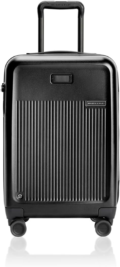 Briggs & Riley Essential 22" Carry On Expandable Spinner - Luggage for Travel, Suitcases with Wheels, Hardside Rolling Bag for Men & Women, Self-Repairing Zipper - Sympatico Collection, Black