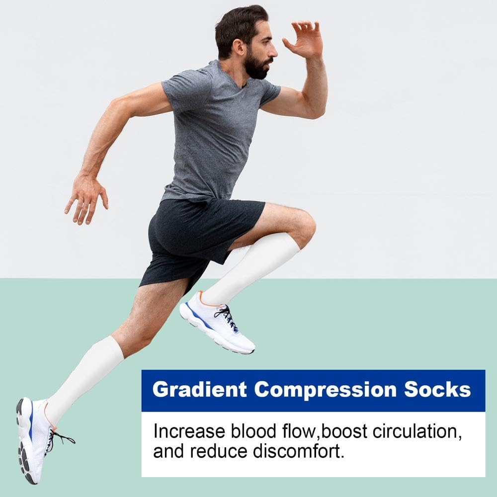 Graduated Compression Socks for Women&Men 20-30mmhg Knee High Socks Travel Hiking Running Stocking
