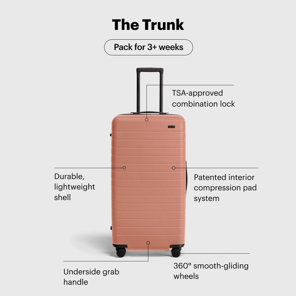Away Large Trunk Luggage, 31 Inch Hardside Suitcase with Spinner Wheels, Lightweight & Durable, TSA Lock, Ideal for Long Trips, Clay Pink