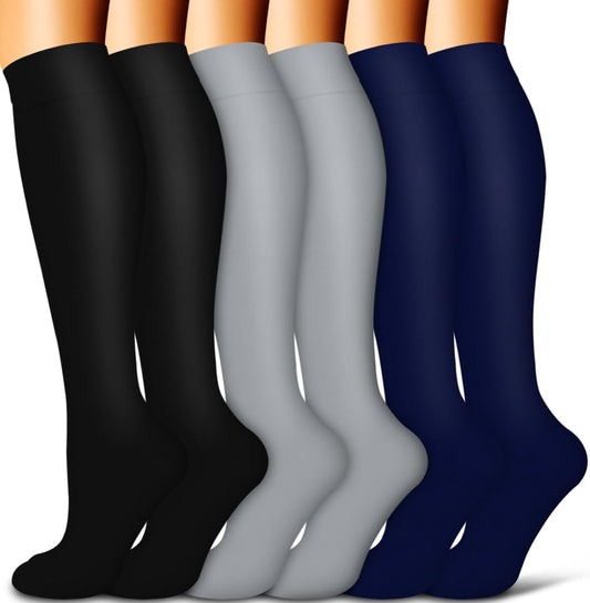 Copper Compression Socks for Women and Men(6 Pairs)-Best Support for Running, Athletic, Nursing, Travel