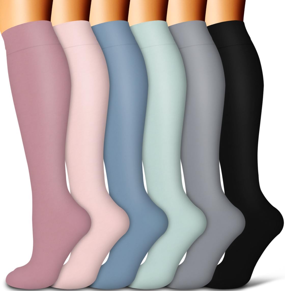 Copper Compression Socks for Women and Men(6 Pairs)-Best Support for Running, Athletic, Nursing, Travel