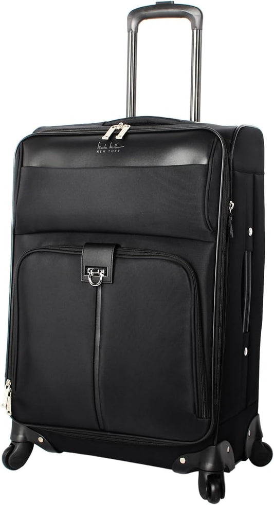 Nicole Miller Carry on Luggage Collection - Expandable 24 Inch Softside Bag - Lightweight Checked Suitcase with 4-Rolling Spinner Wheels