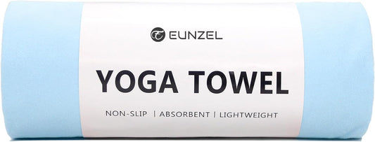 Eunzel Hot Yoga Towel Non Slip Yoga Mat Towel Non-Slip Sweat Absorbent Towel for Hot Yoga, Pilates and Workout 72" x 26.5", Blue