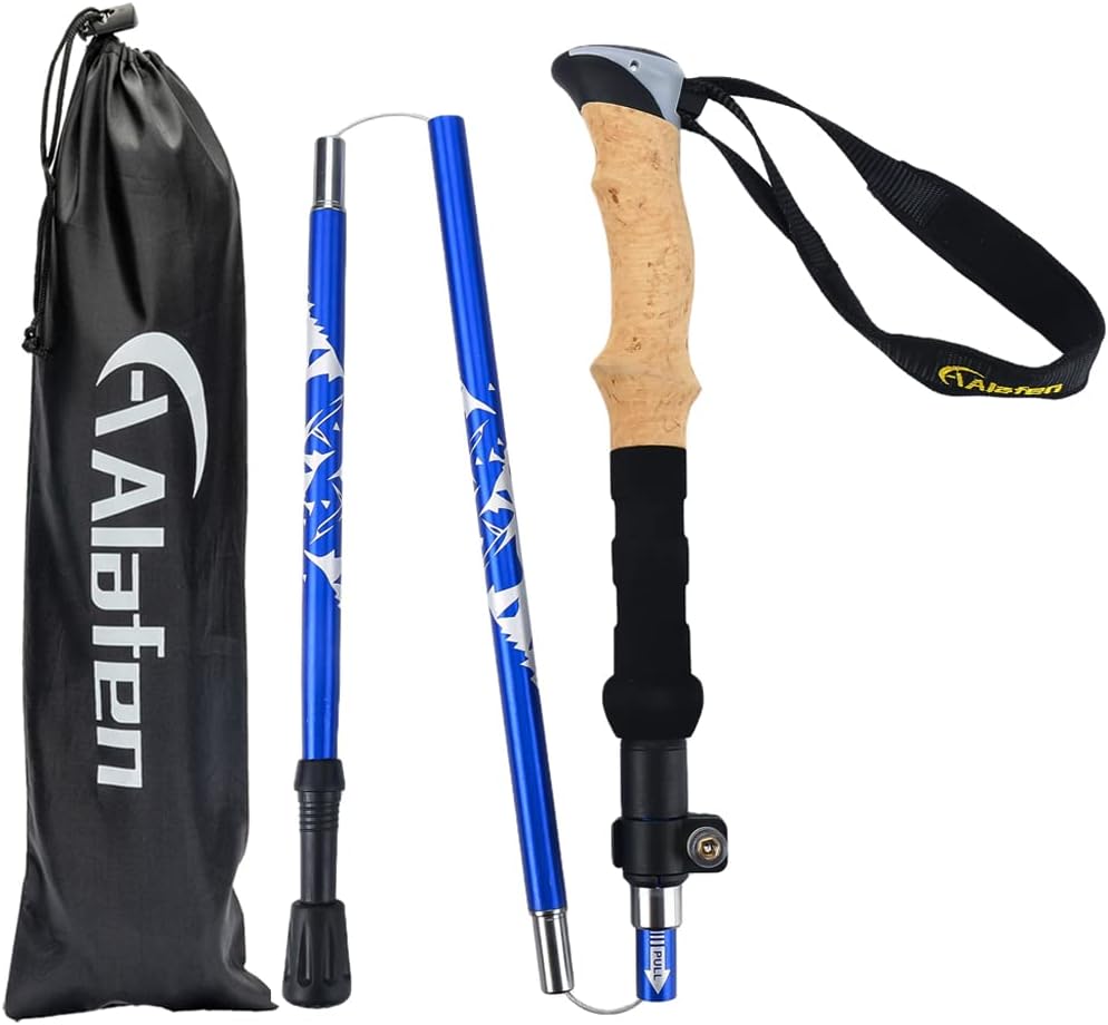 Lightweight Collapsible Trekking Pole - 7075 Aluminum Adjustable Walking Stick for Hiking & Travel, Foldable Quick-Lock Design, Single Pole for Adults & Seniors