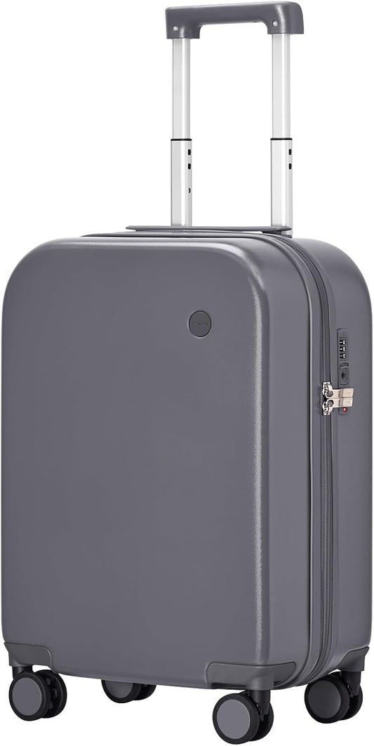 mixi Carry on Luggage, 20'' Suitcase Spinner Wheels Luggage Hardshell Lightweight Rolling Suitcases PC with Cover & TSA Lock for Business Travel, Rock Gray