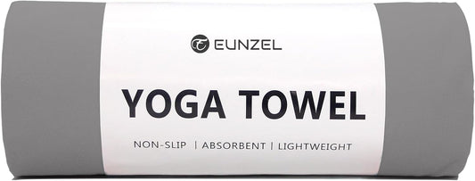 Eunzel Hot Yoga Towel Non Slip Yoga Mat Towel Non-Slip Sweat Absorbent Microfiber Towel for Hot Yoga, Pilates and Workout 72" x 26.5", Dark Grey
