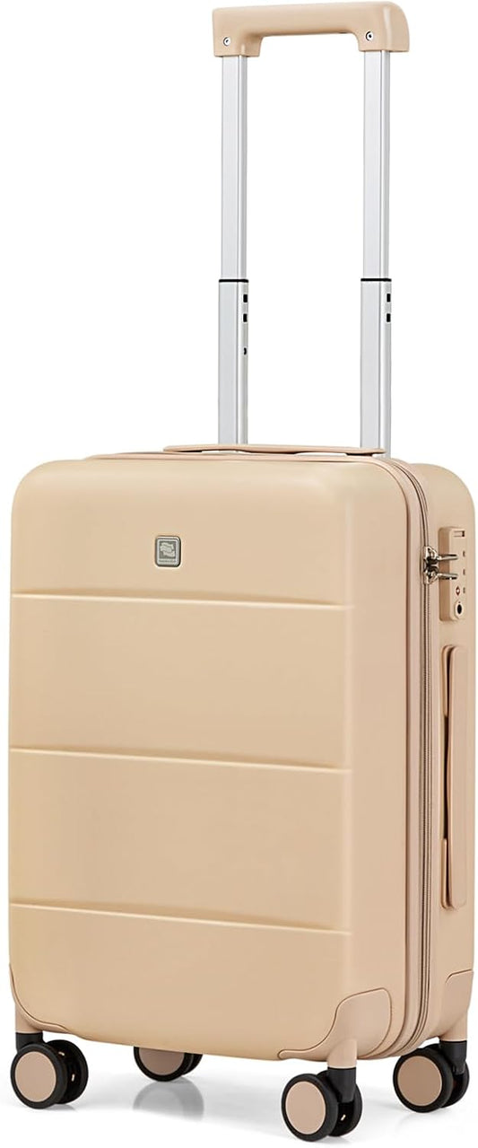 Hanke 20 Inch Carry On Luggage 22x14x9 Airline Approved PC Hard Shell Suitcases with Wheels TSA Luggage for Women Men Lightweight Travel Luggage(Cuba Sand)