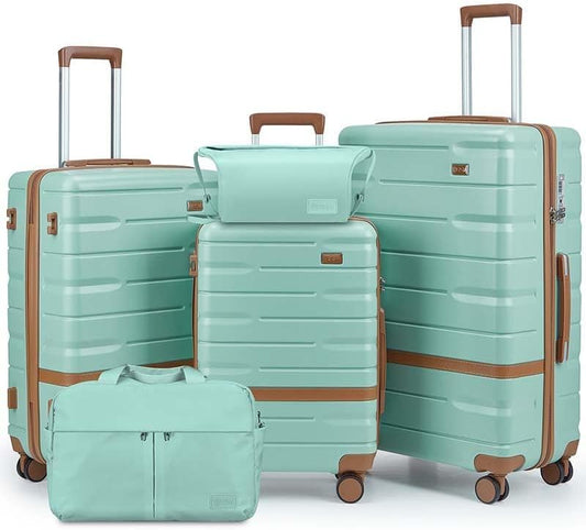 Luggage Sets 3 Piece with TSA Lock Hardside PC+ABS Carry On Suitcase with YKK Zippers Lightweight Rolling Travel Luggage Sets with Spinner Wheels (Green)