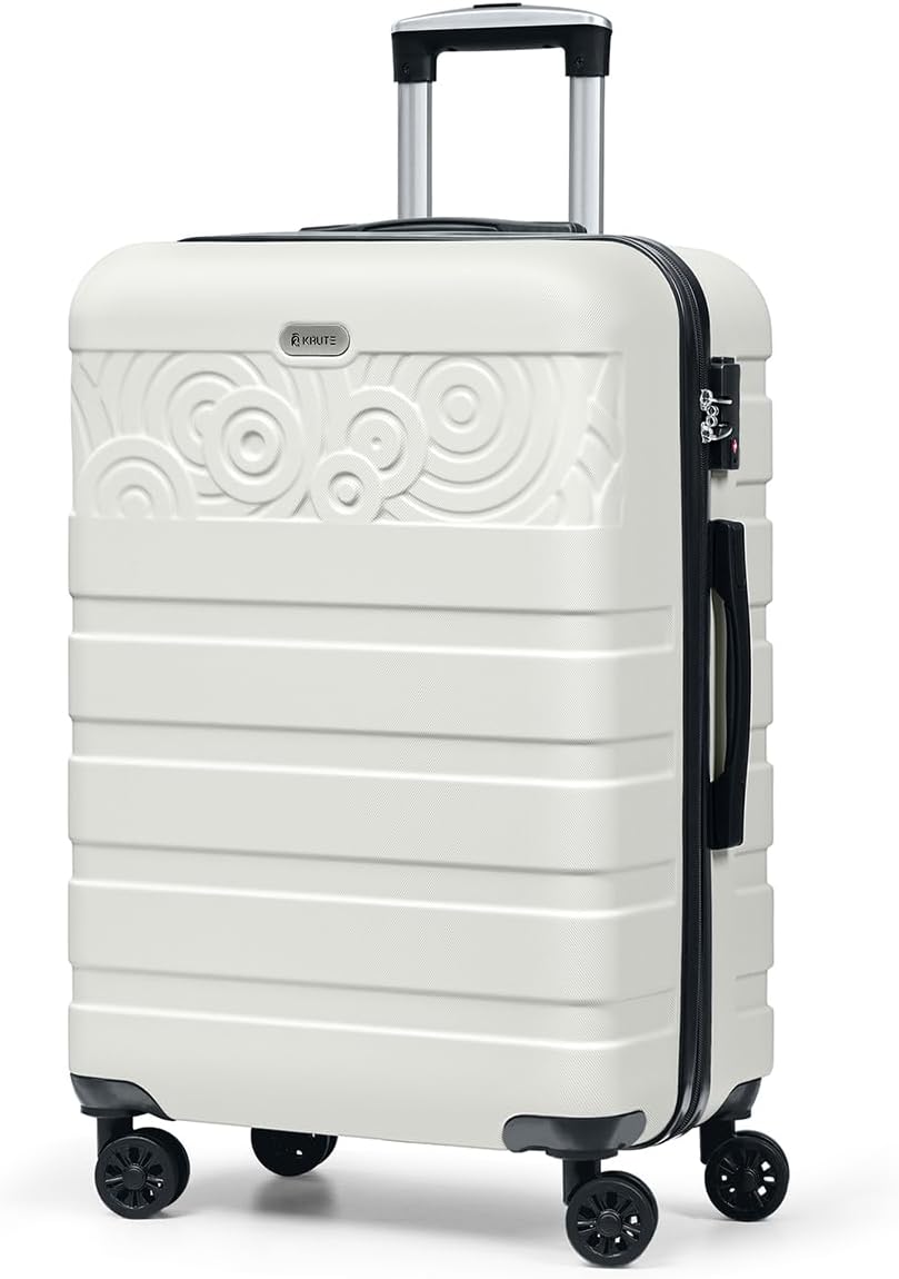 Krute Suitcases with Wheels Checked Luggage 24 Inch Lightweight PC ABS TSA Lock Hard Side Travel Suitcase