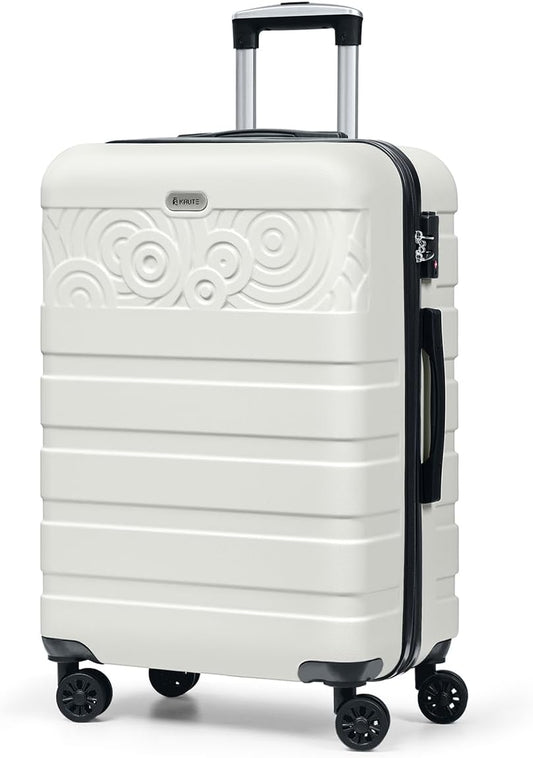Krute Suitcases with Wheels Checked Luggage 24 Inch Lightweight PC ABS TSA Lock Hard Side Travel Suitcase