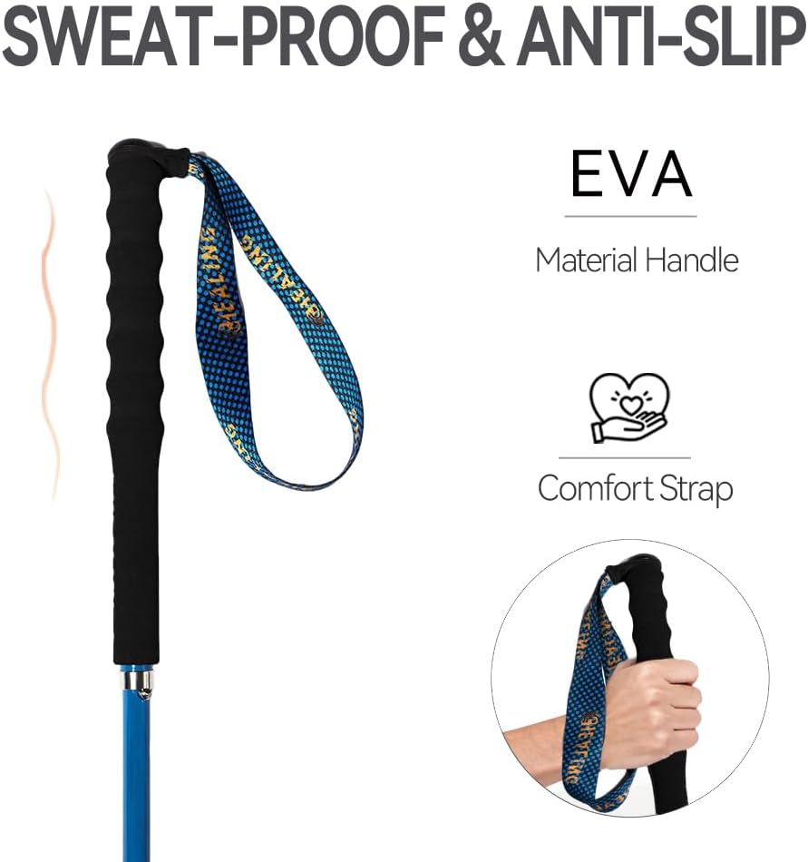 Carbon Fiber Trekking Poles 2-Pack - Ultra Lightweight 10oz, Collapsible 3-Piece Folding Design with Anti-Shock, Moisture-Wicking Cork Grips for Hiking, Mountaineering