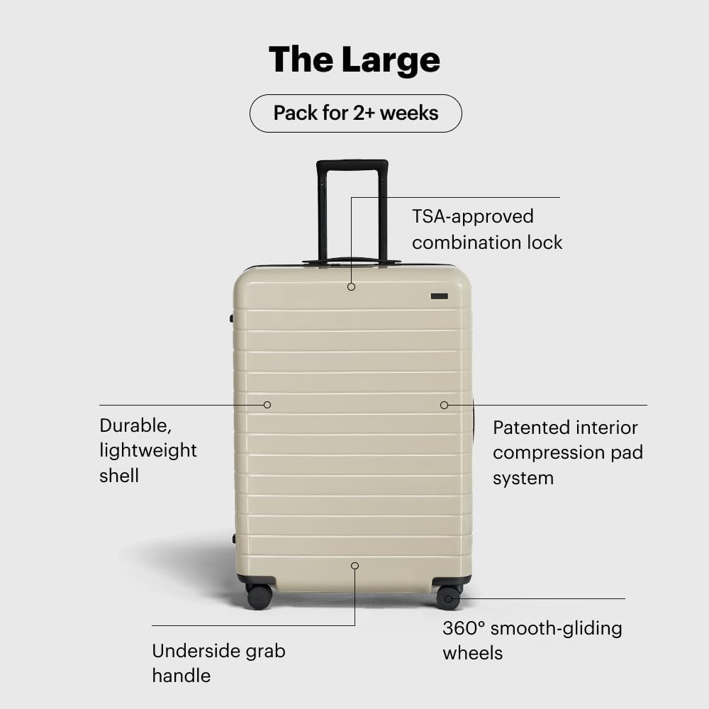 Away Large Checked Luggage, 29 Inch Hardside Suitcase with Spinner Wheels, Lightweight & Durable, TSA Lock, Salt White