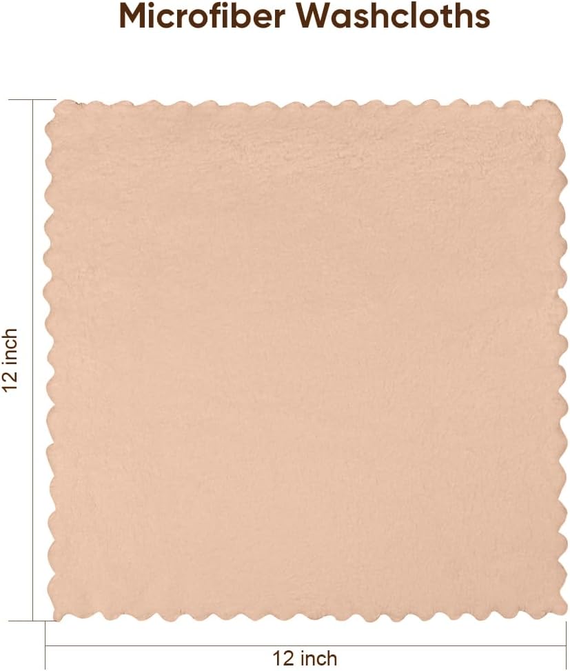 Orighty Ultra Soft Washcloths 48 Pack, Premium Microfiber Towel Sets 12 x 12 inches, Absorbent and Quick Drying Coral Velvet Washcloth, Multi-Purpose Wash Cloths for Bathroom, Hotel, and Gym (Brown)