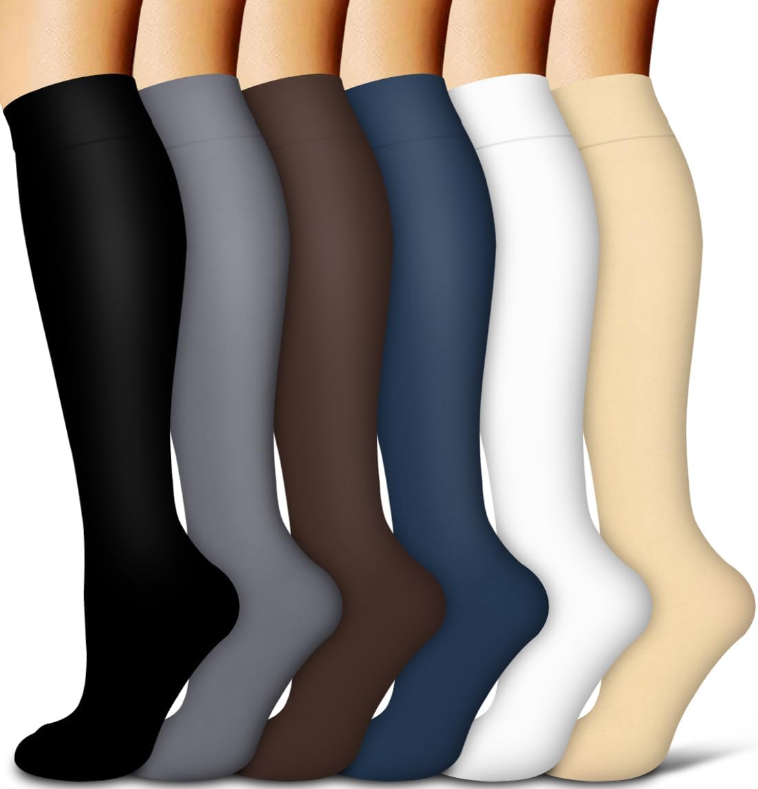 Copper Compression Socks for Women and Men(6 Pairs)-Best Support for Running, Athletic, Nursing, Travel