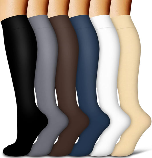 Copper Compression Socks for Women and Men(6 Pairs)-Best Support for Running, Athletic, Nursing, Travel