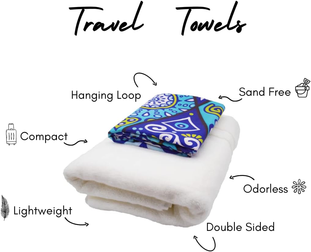 ECCOSOPHY Microfiber Beach Towel - Sand Free Towels are Quick Dry, Light Weight, Super Absorbent - Perfect Pool, Travel, Cruise, Camping Essentials - Oversized Extra Large for Adults 71x35 in