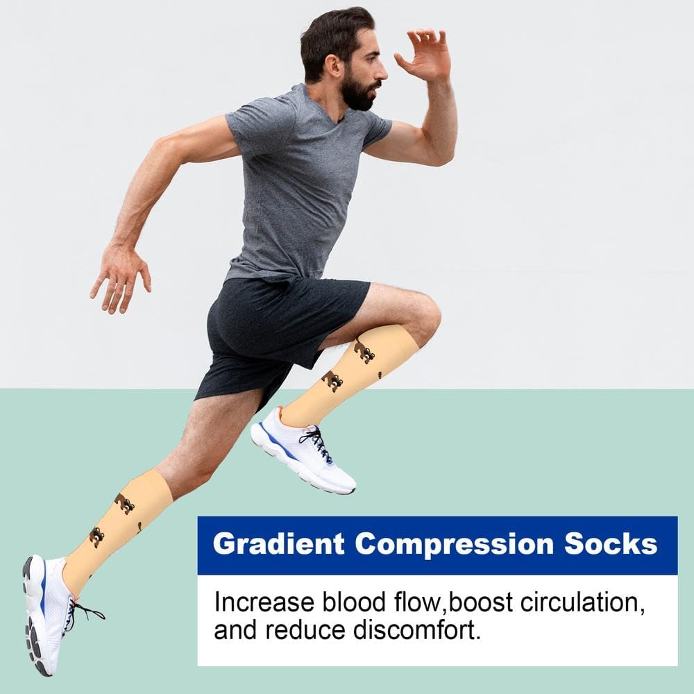 Graduated Compression Socks for Women&Men 20-30mmhg Knee High Socks Travel Hiking Running Stocking